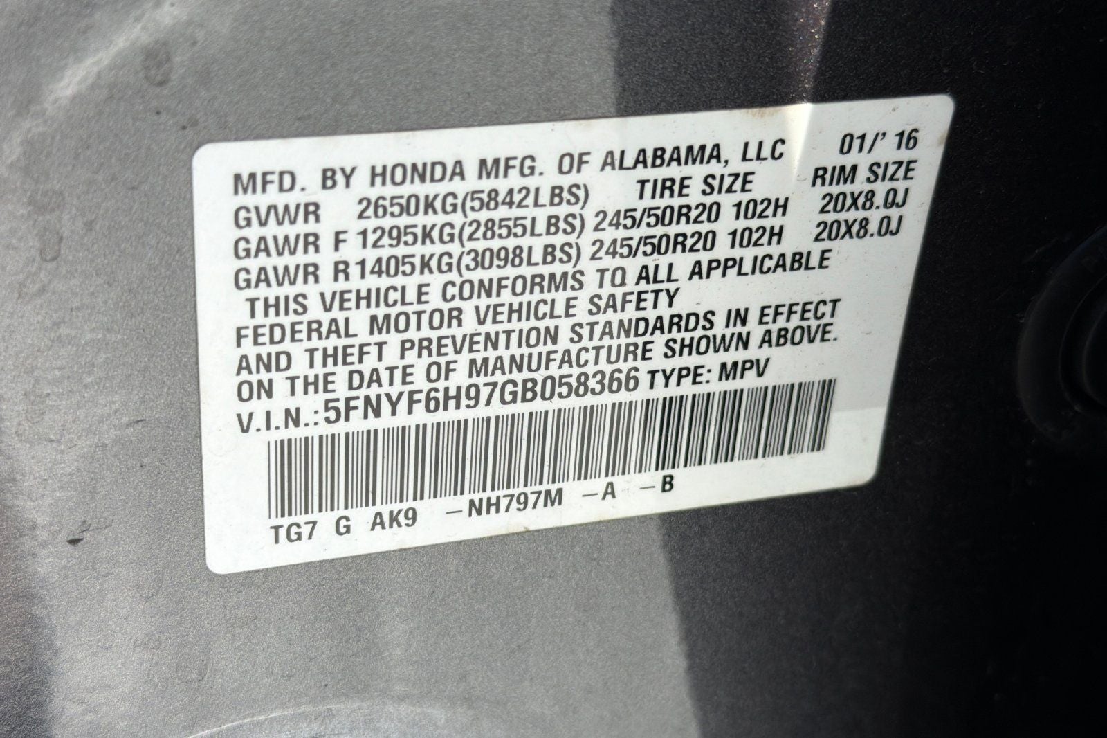 2016 Honda Pilot Touring