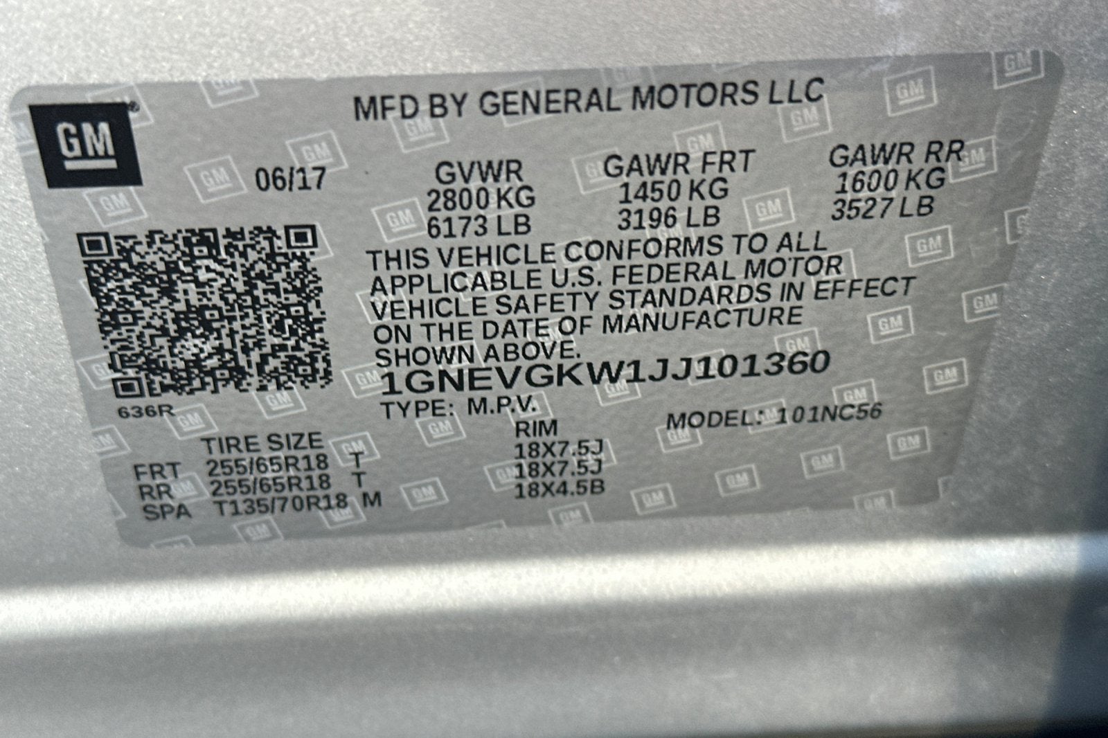 2018 Chevrolet Traverse LT Cloth w/1LT