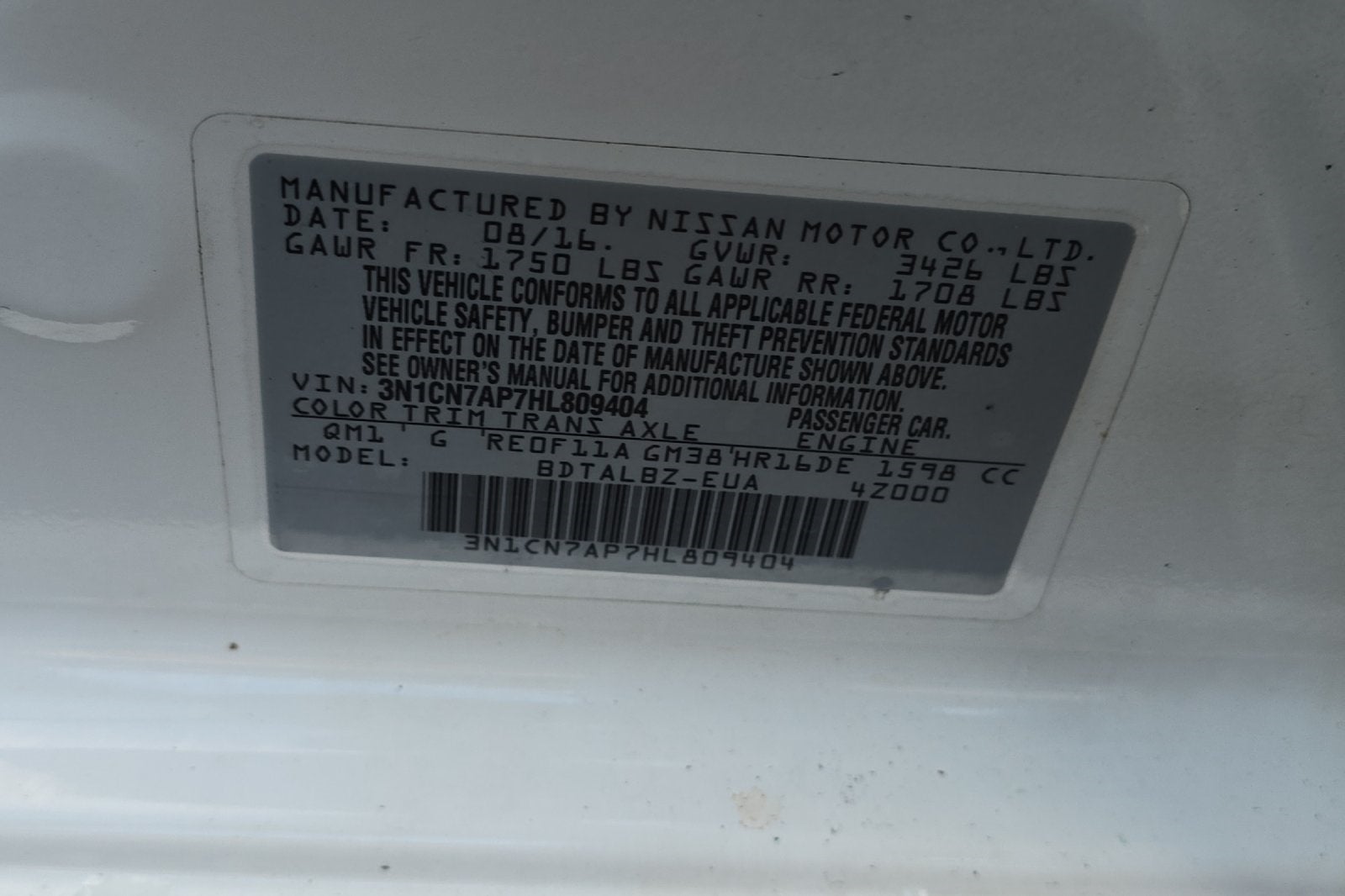 2017 Nissan Versa 1.6 SV