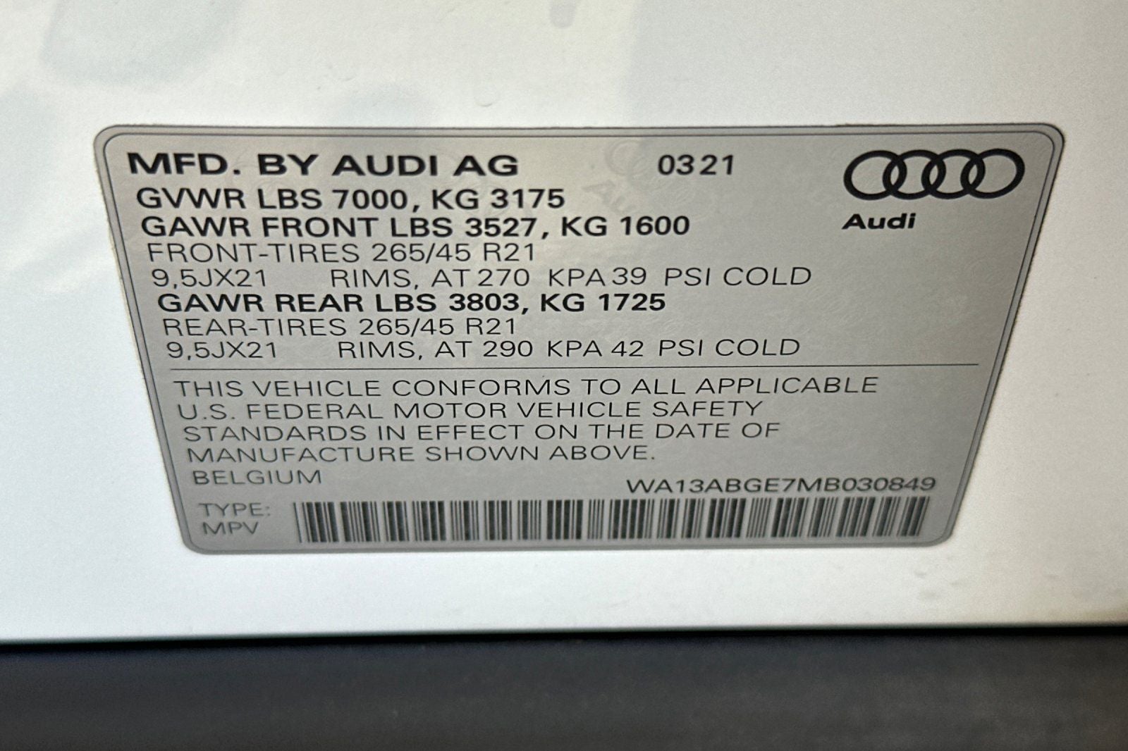 2021 Audi e-tron Sportback Prestige quattro
